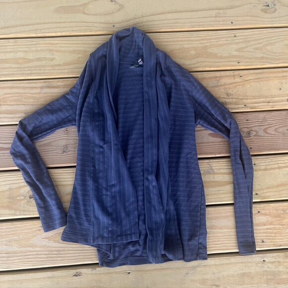 Ibex Shadow Stripe Cardigan Sweater  M  Made in USA - Picture 1 of 11